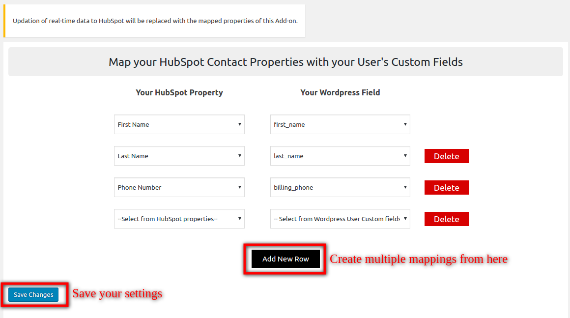 HubSpot Field to Field Sync-create-multiple-mappings