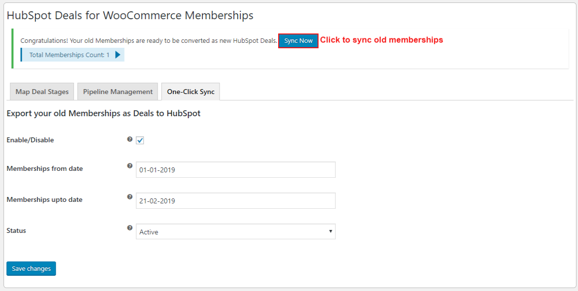 hubspot-deals-for-woocommerce-membership-one-click-sync