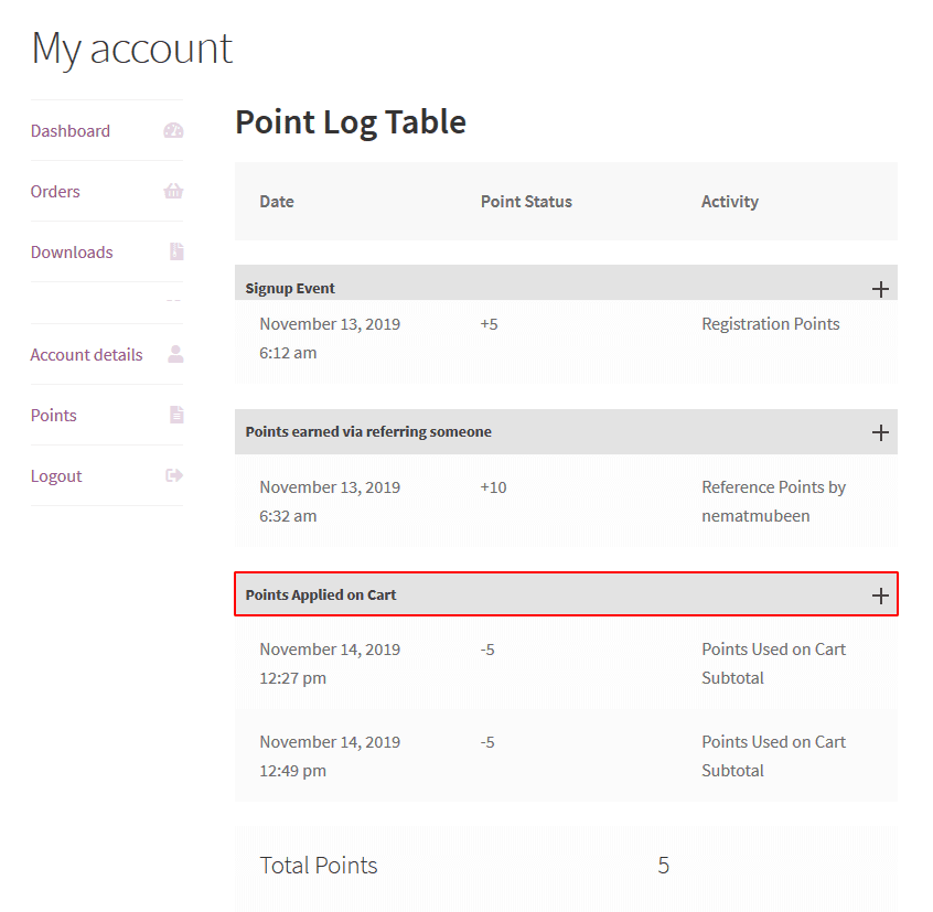 points and rewards for woocommerce