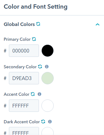 color and font settings