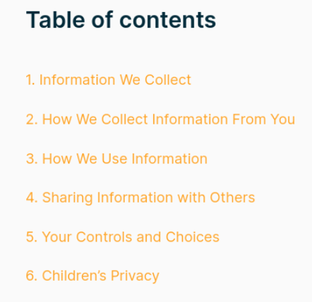Table of Contents - hubspot theme