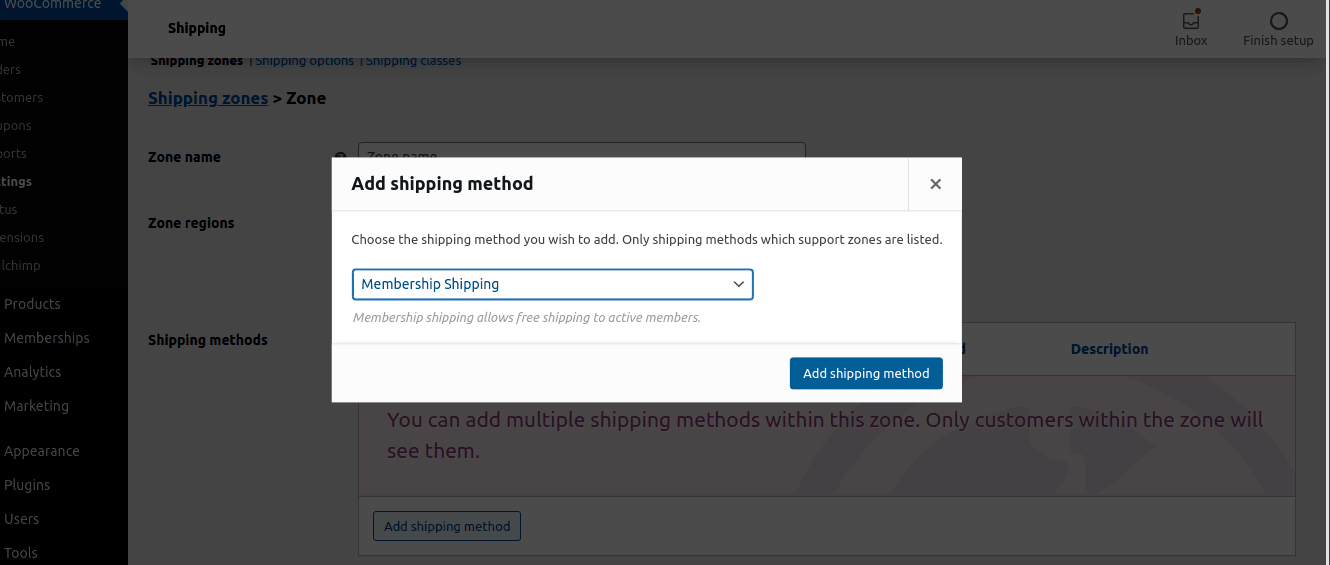Add membership shipping method