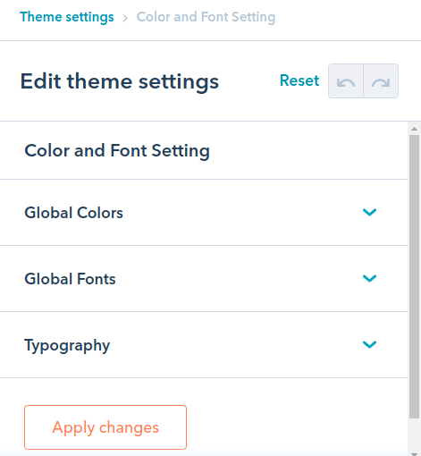 Color And Font Settings : hubspot theme