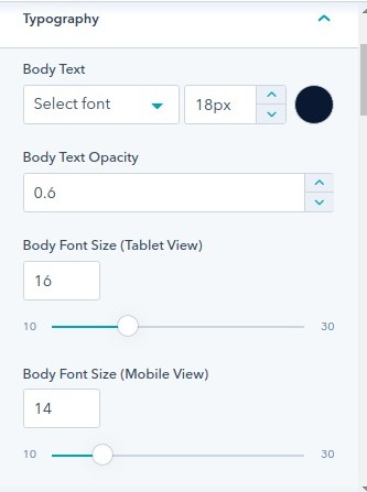 Typography option : hubspot theme