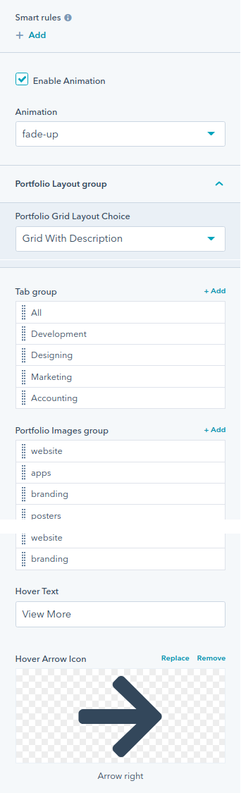 Portfolio Tabs module : HubSpot theme