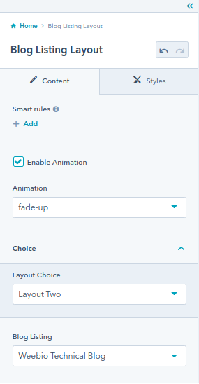 Blog Listing Layout module: Weebio Technical HubSpot Theme