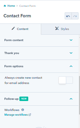 contact form : hubspot theme 