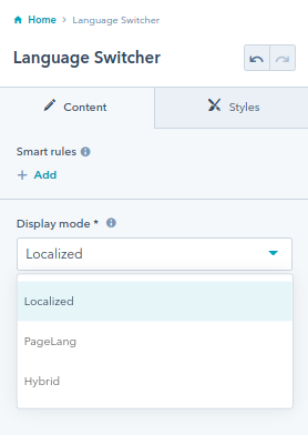 Language Switcher module : hubspot theme