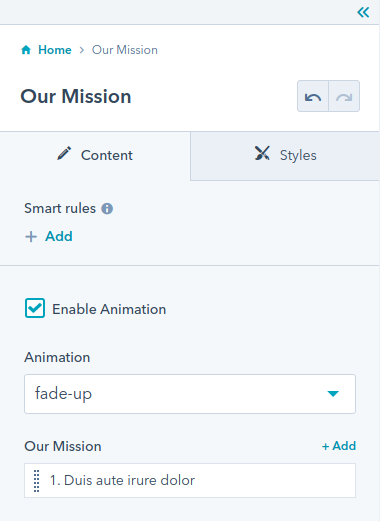 Our mission module : hubspot theme