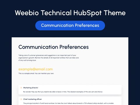 Communication Preferences Page