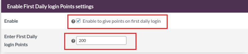 enable first daily login points