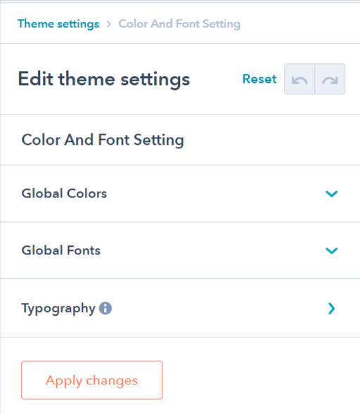 hubspot color and font setting