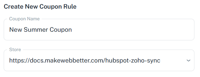 create coupon rule name store