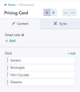 Pricing Card