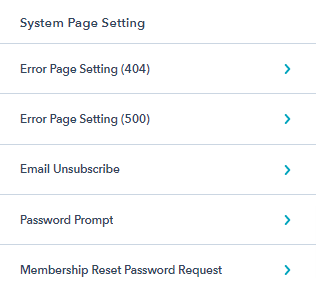 System page settings