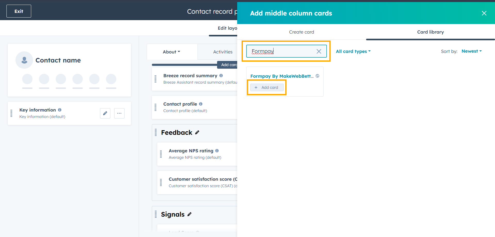 formpay app card - card library - search