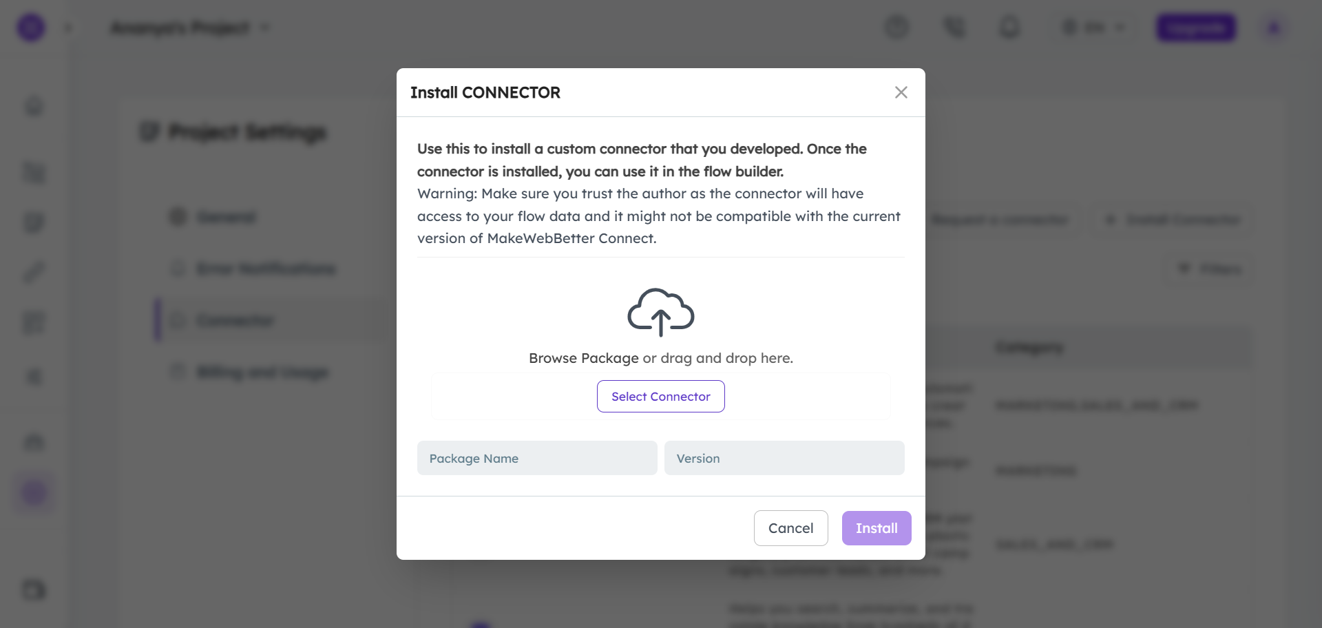 app connectors install