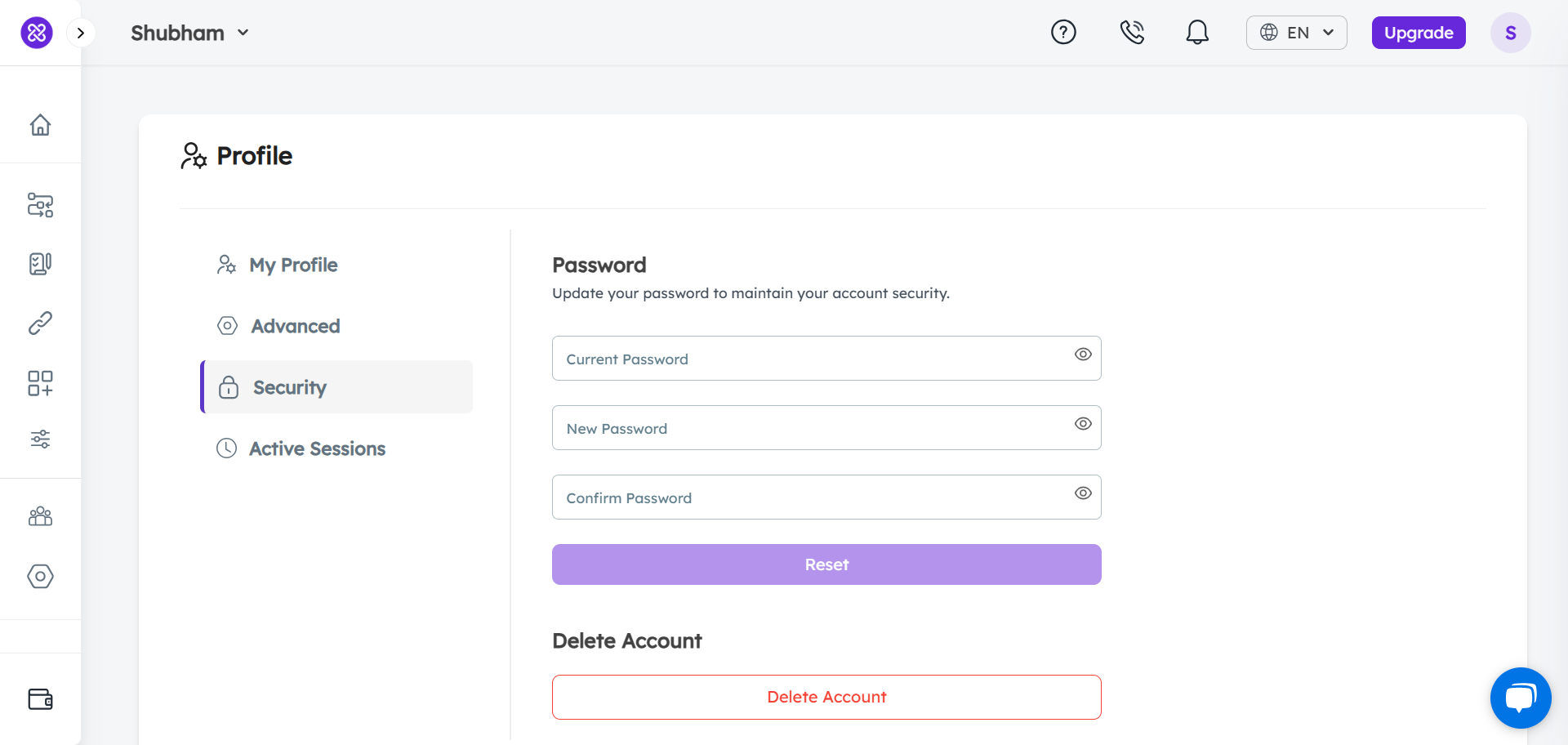 edit profile change password