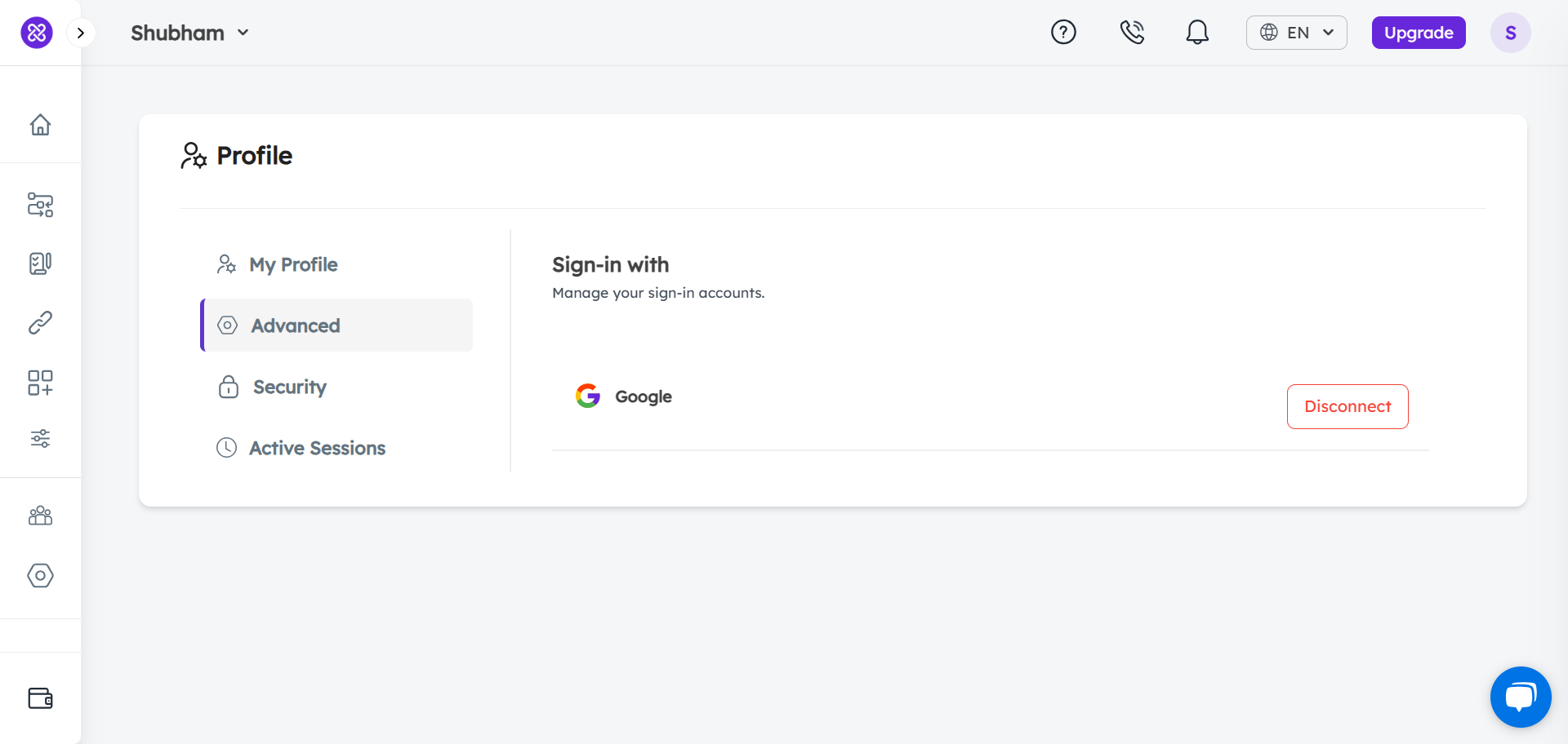 edit profile connect disconnect account