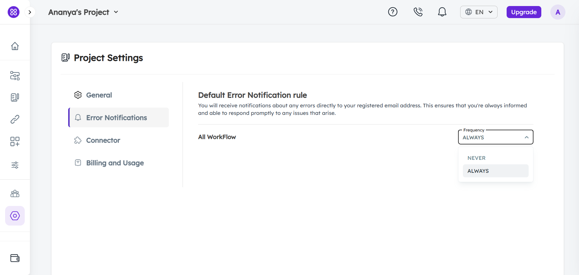 error notification