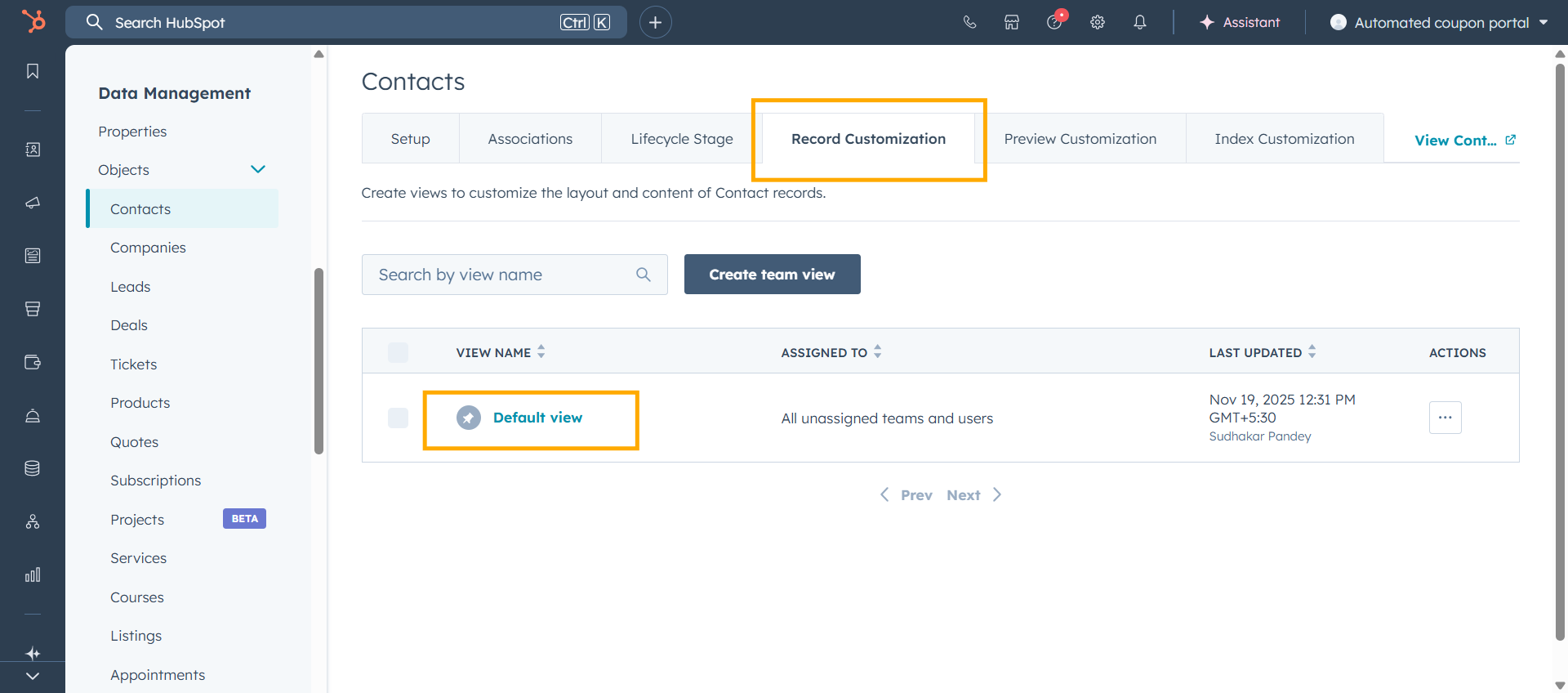 automated coupons set up app card contacts