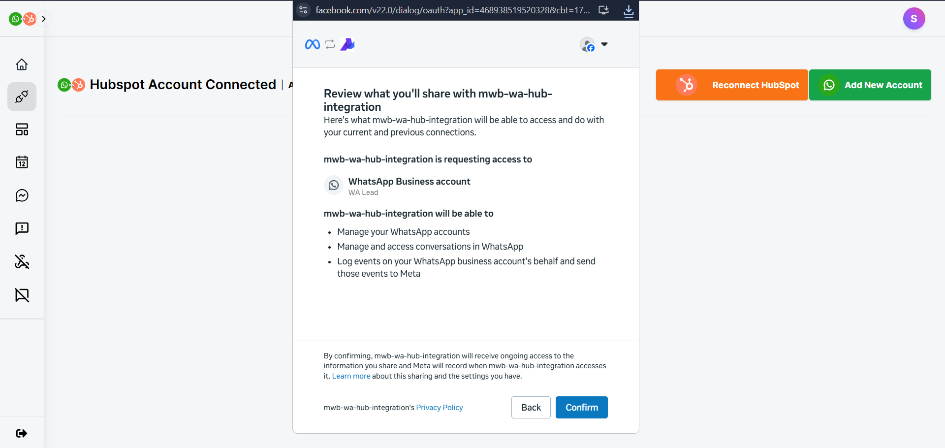 connect whatsapp new account - facebook review access