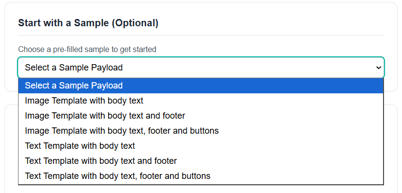 create template - select payload