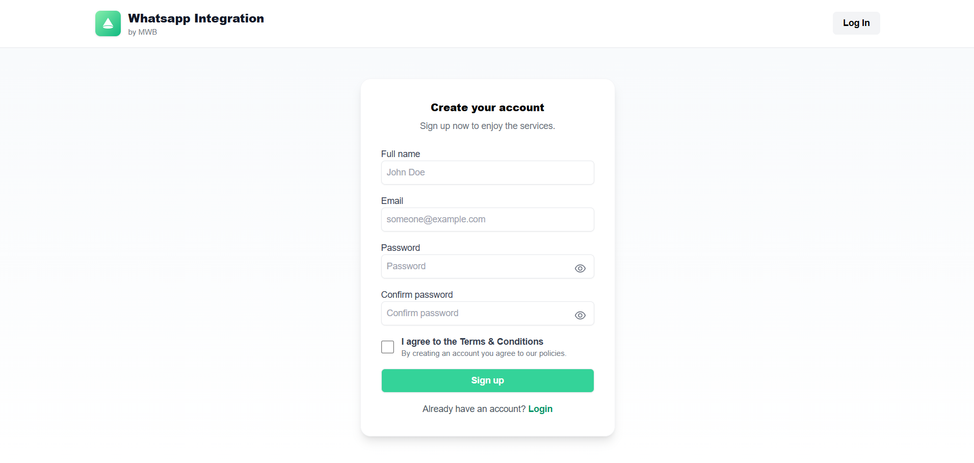 mwb whatsapp connect sign up