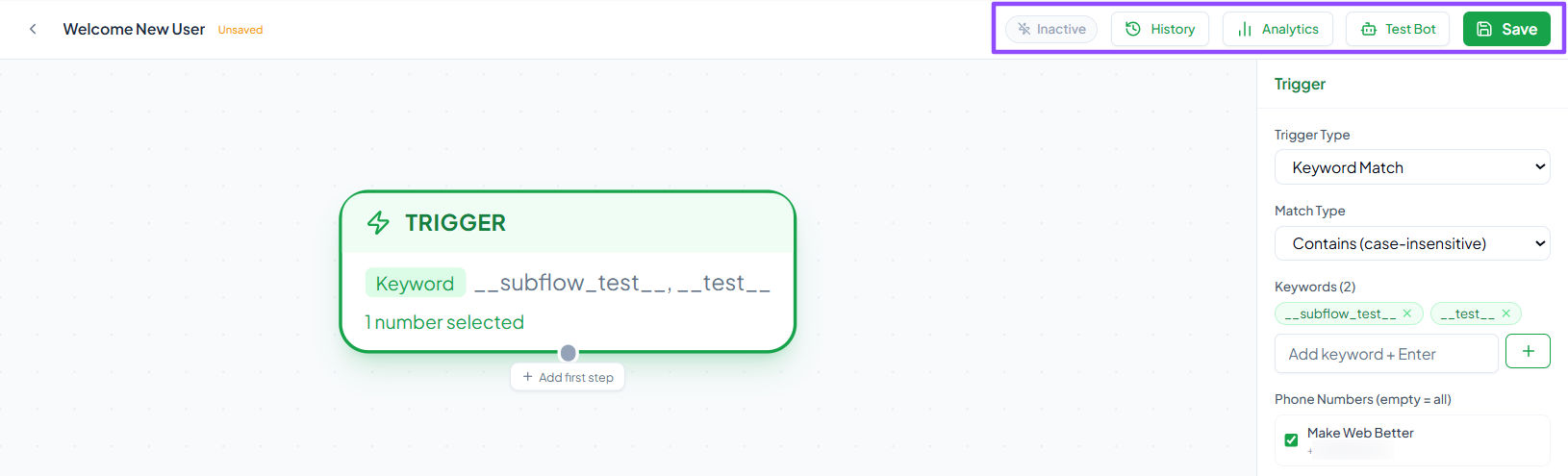 chatbot flows - options