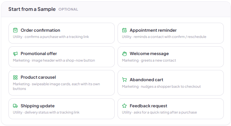 meta template - start from a sample