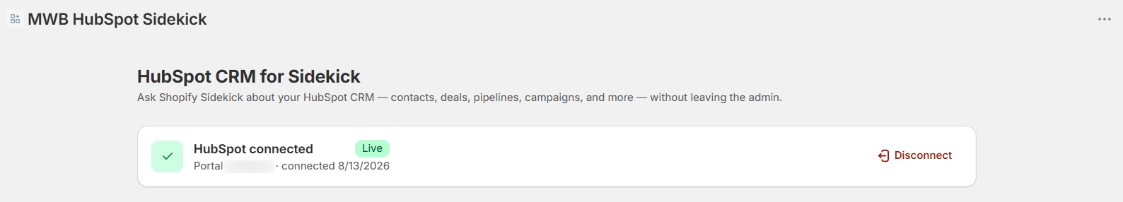 HubSpot Connection Status